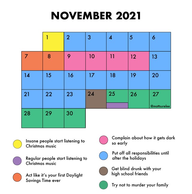 November's schedule - meme