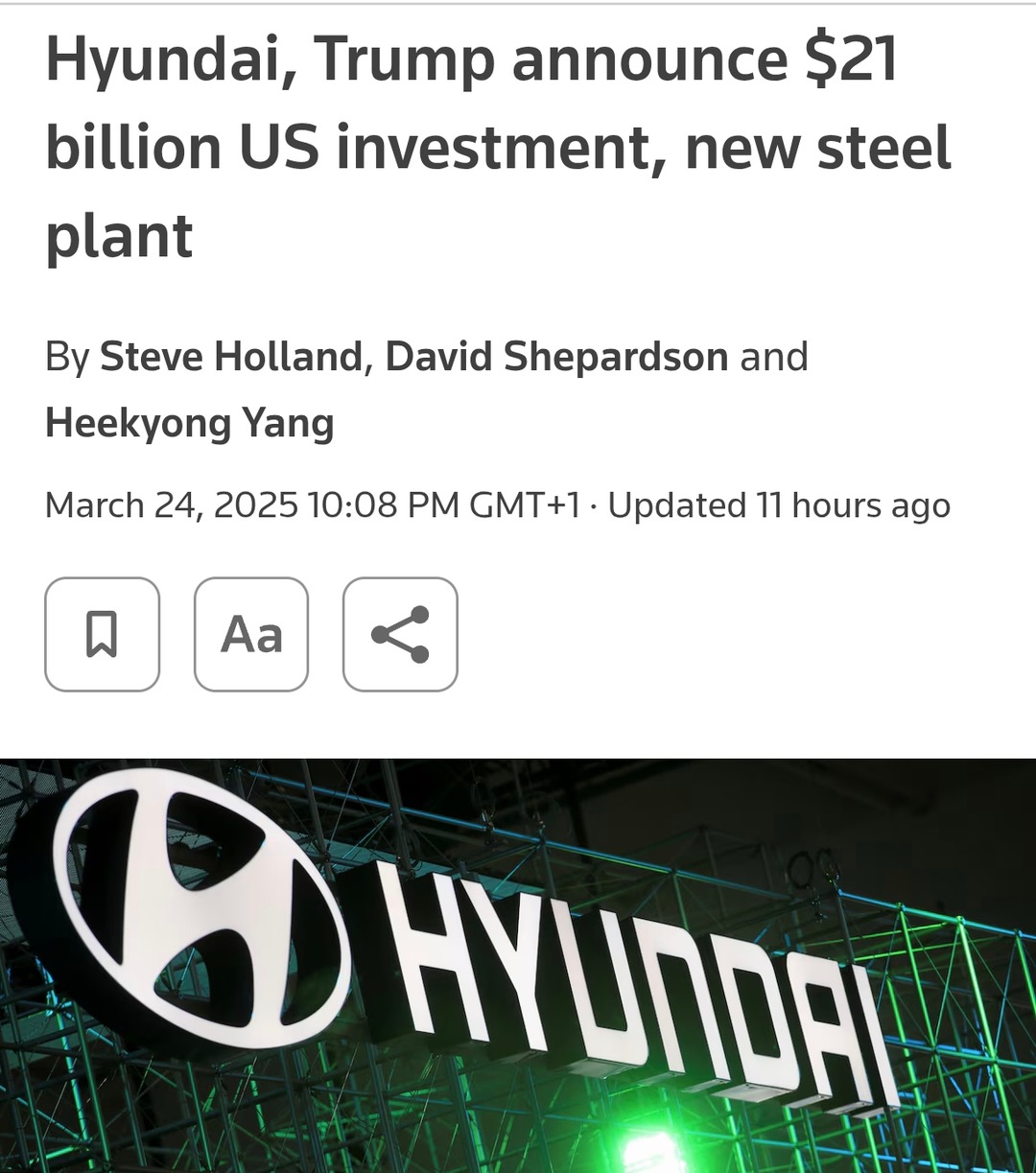 Hyundai and Trump: $21 billion investment, because nothing says 'good idea' like steel plants - meme
