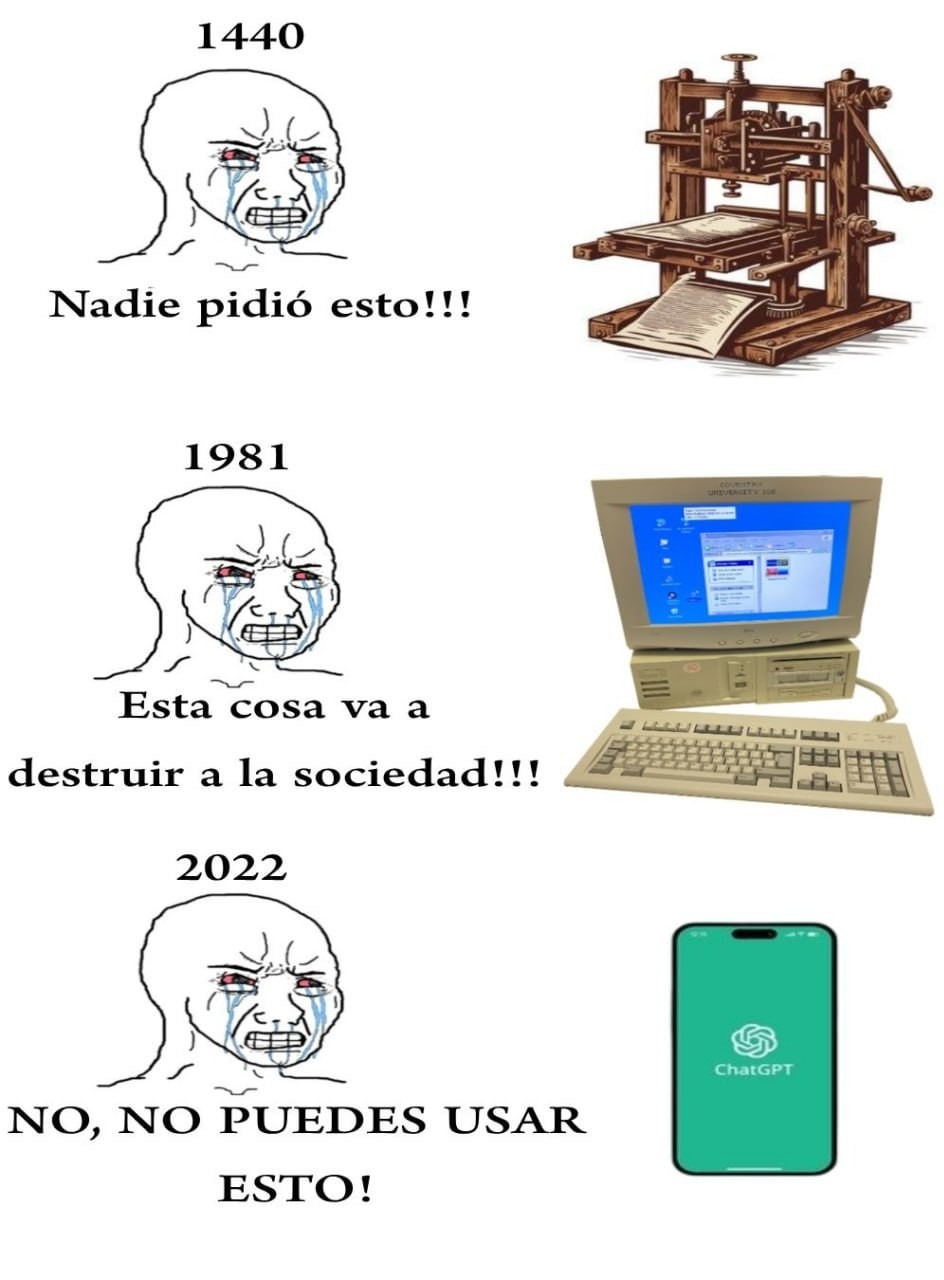 de la imprenta al ChatGPT: la historia de los miedos tech - meme