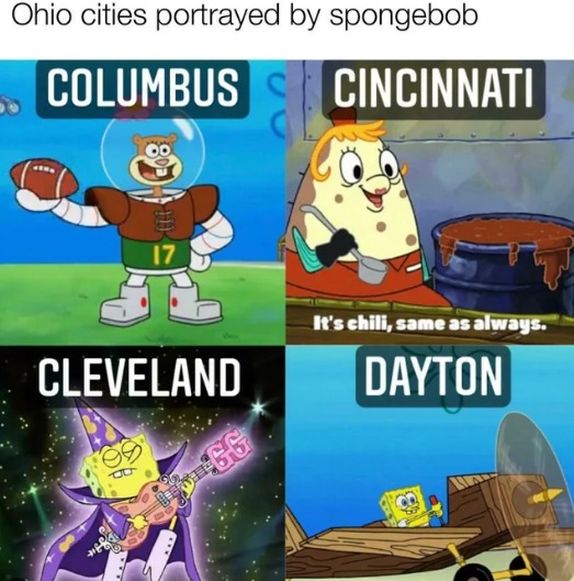 These are the Ohio cities by spongebob - meme
