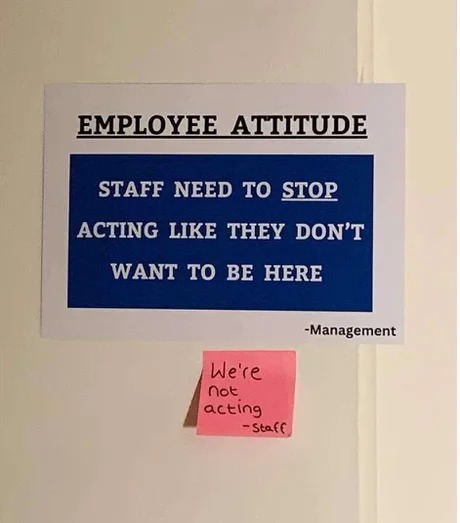 Management vs staff - meme
