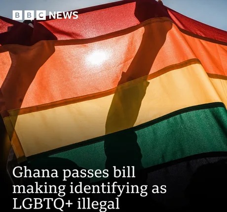 Ghana passes bill making identifying as LGBTQ+ iliegal - meme