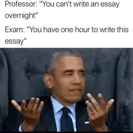 AP Test : you have 120 minutes to write 3 essays - meme