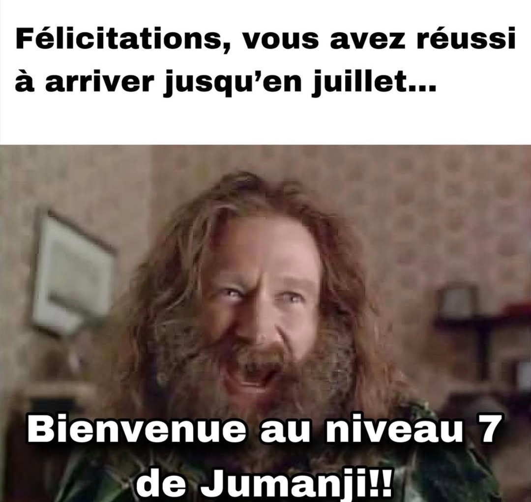 gg t'as survécu jusqu'à juillet maintenant c'est niveau jumanji 7 - meme