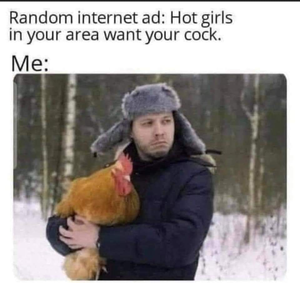 Don't touch my rooster, bish - meme