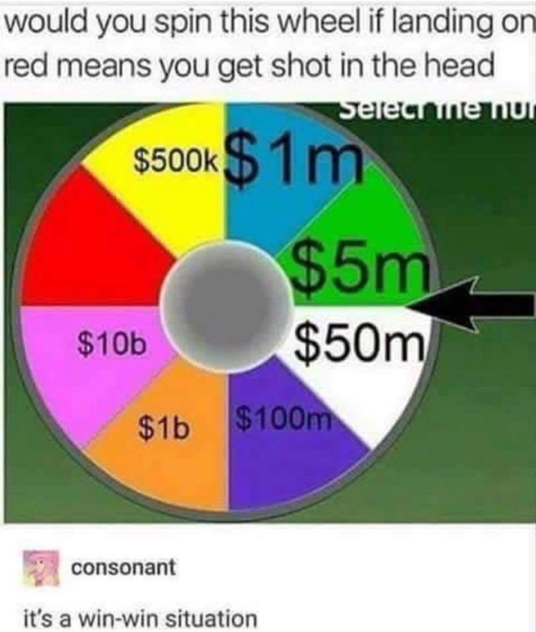 I won’t spin. there’s not enough red - meme