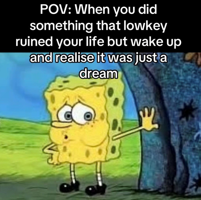 Woke up from a life-ruining dream like it’s fine now - meme
