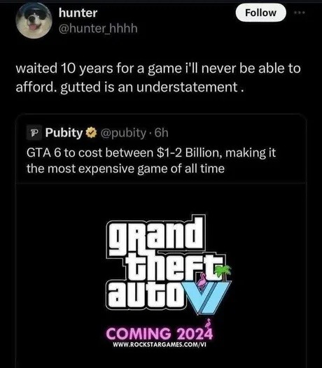 Waited 10 years for GTA 6 just to be too broke to buy it - meme