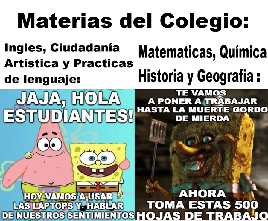 materias del colegio - meme