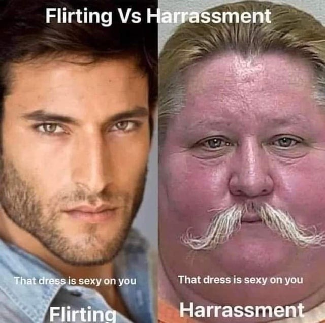 Flirting vs Harassment - meme