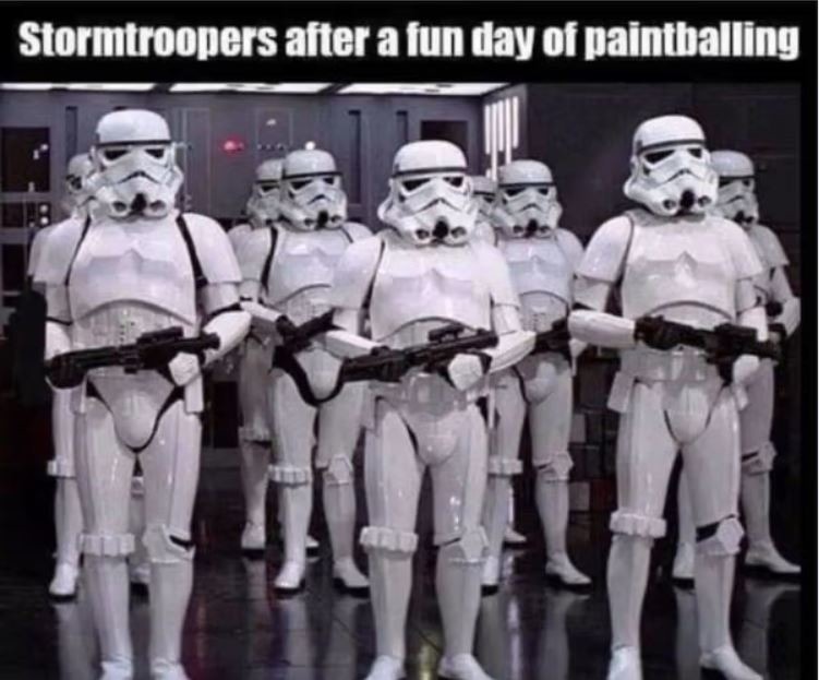 Stormtroopers paintballing - meme