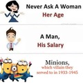 What you should never ask a woman, a man and minions