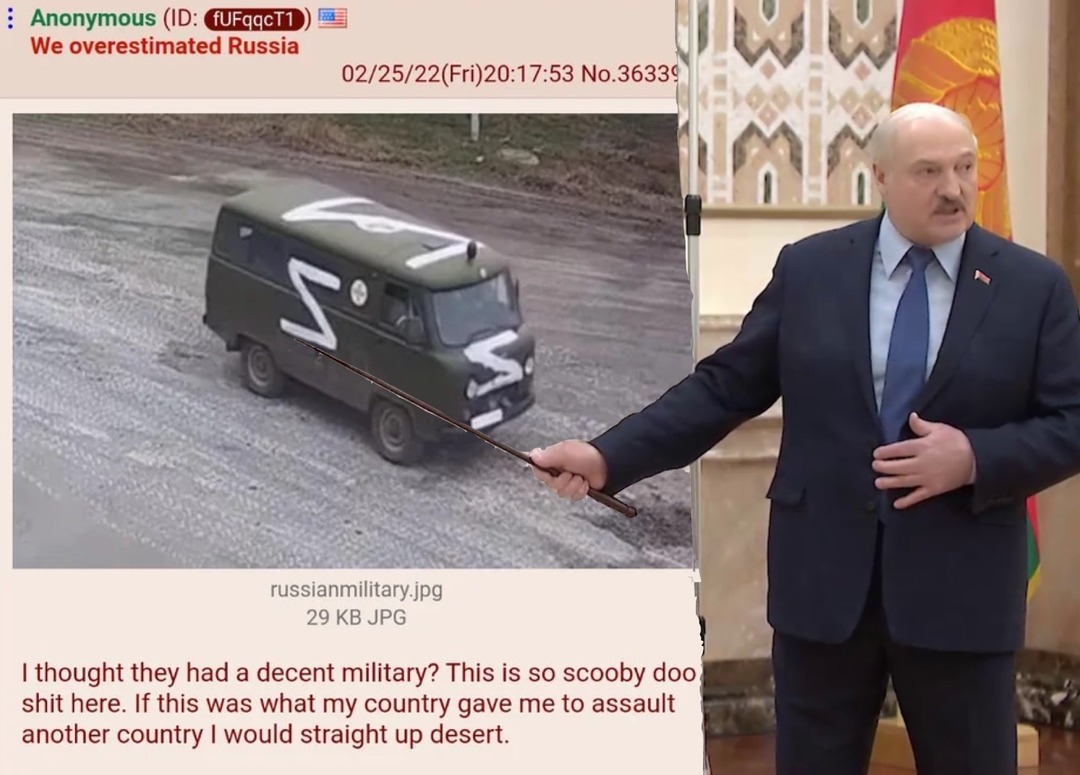 I saw an image of Lukashenko explaining the attack on Ukraine and I couldn’t resist - meme