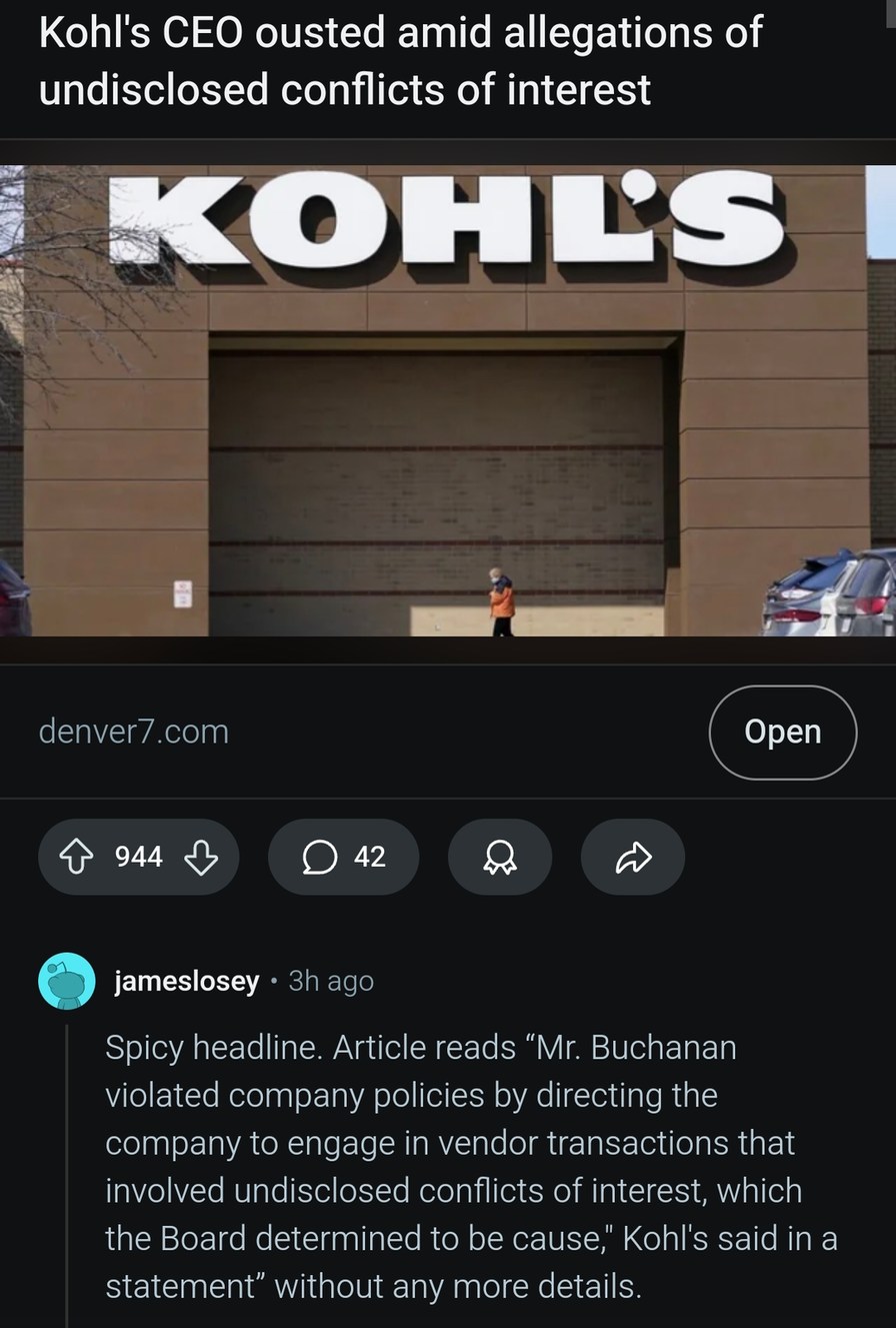 Kohl’s CEO got booted for sneaky vendor deals and now it’s radio silence - meme