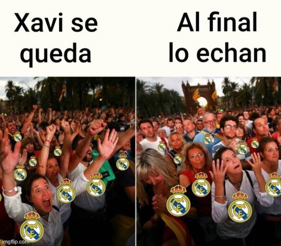 Madridistas al ver que Xavi no sigue - meme