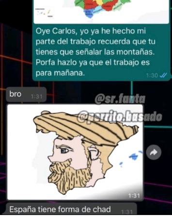 España tiene forma de Chad - meme
