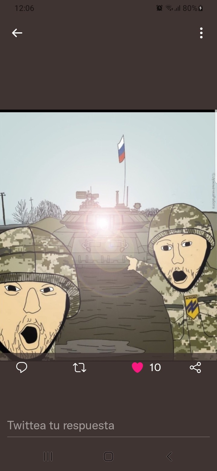 Contexto: Soldados Ucranianos se tomaban selfies y notaron que venía un tanque que les disparo a quemarropa - meme