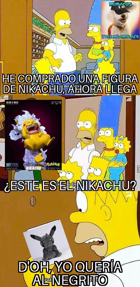 Contexto: Existe una transformación en One Piece llamada Gear 5 que es la encarnación de un dios de la serie llamado Nika y un fan decidió vender una figura de un Pikachu con dicha transformación - meme