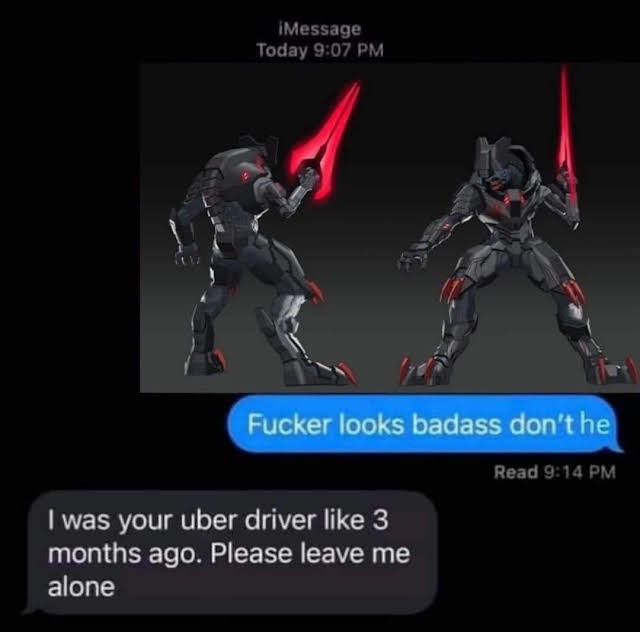 Text message to the uber driver