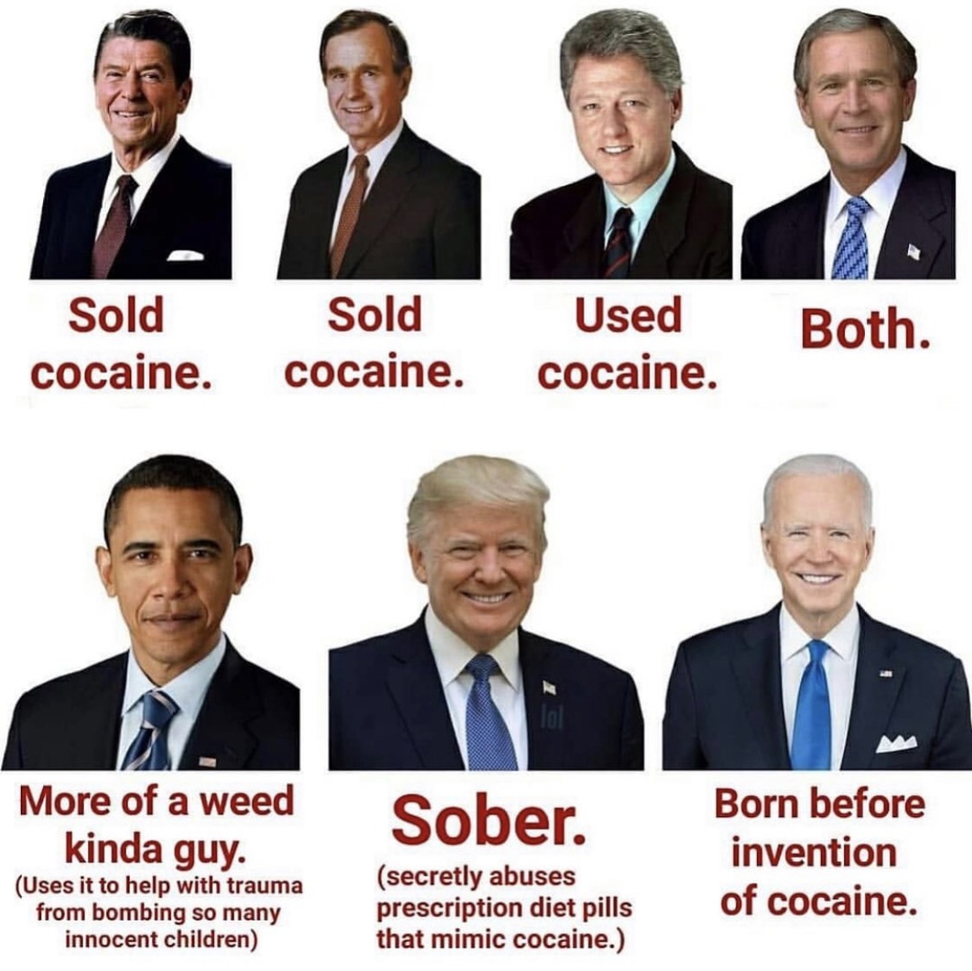 American presidents in terms of drugs - meme
