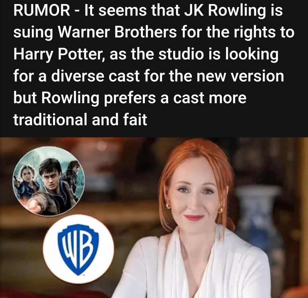 Rowling reportedly suing WB for trying to cast actual diversity - meme