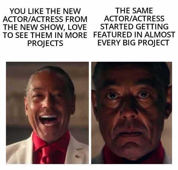 When Hollywood finds one actor who can smile, cry and run - meme