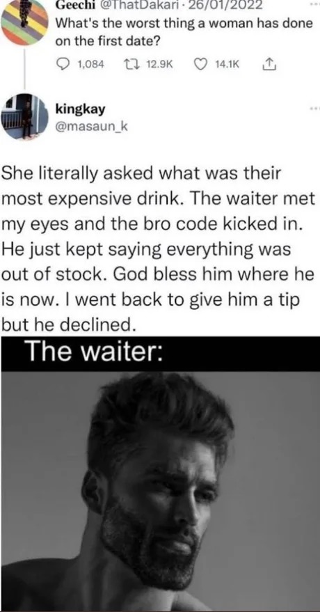 Gigachad waiter meme