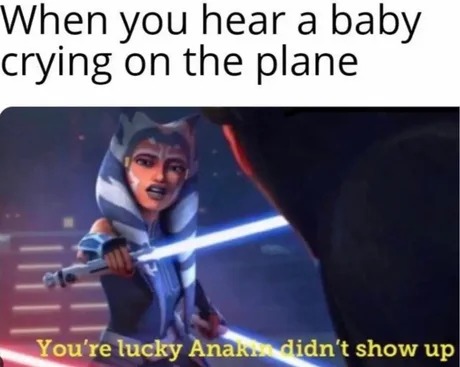 Baby crying on the plane - meme
