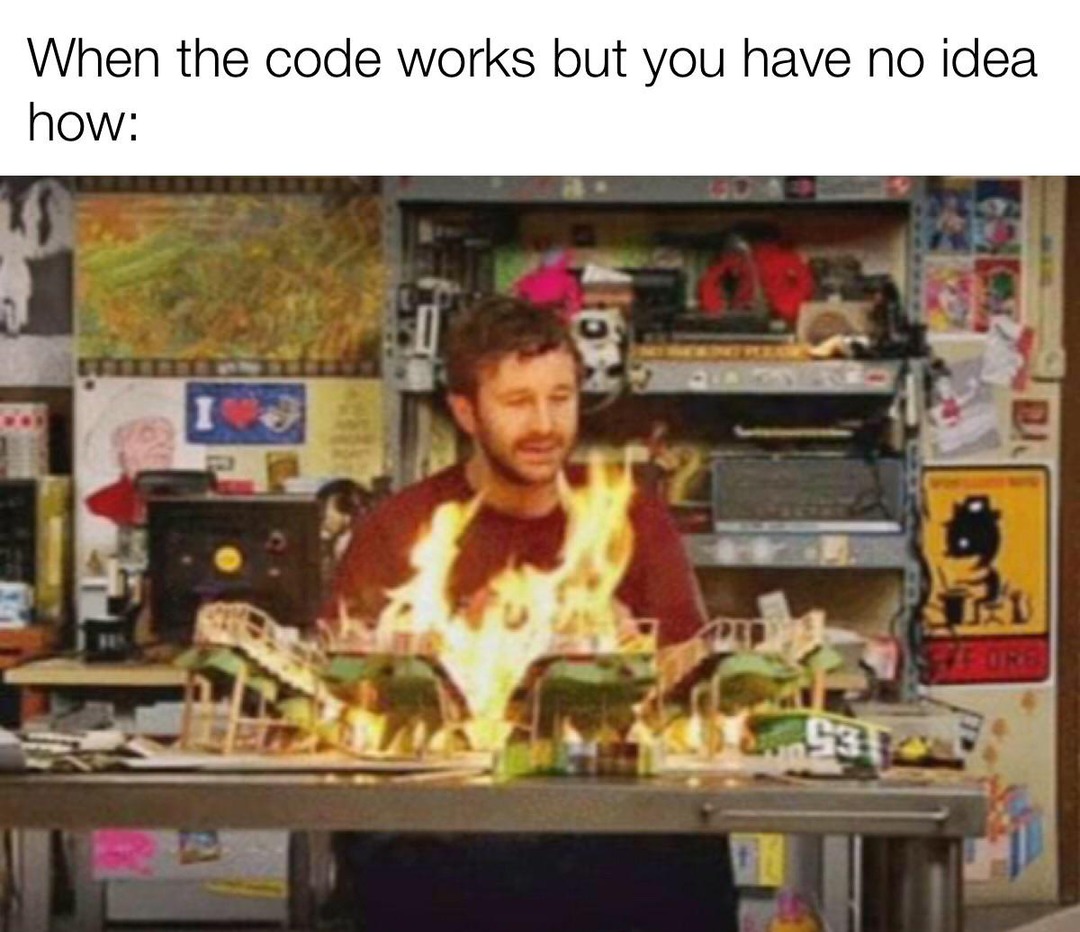 When the code works but you have no idea how - meme