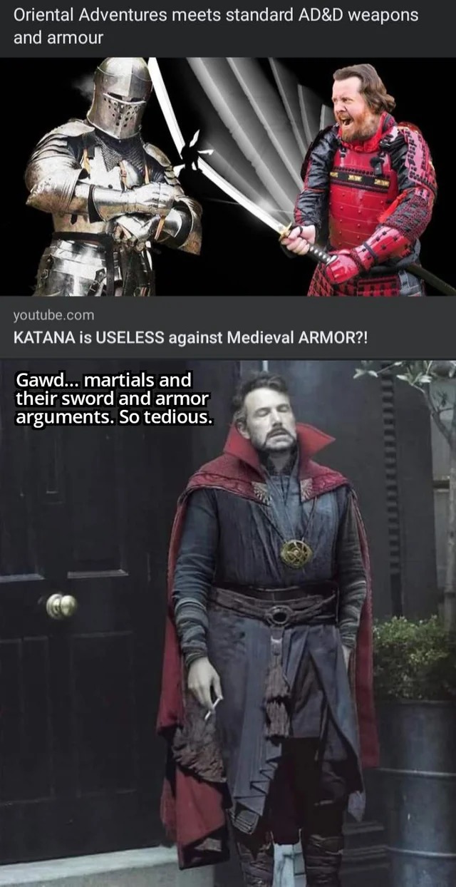 Oriental Adventures meets standard AD&D weapons and armour - meme