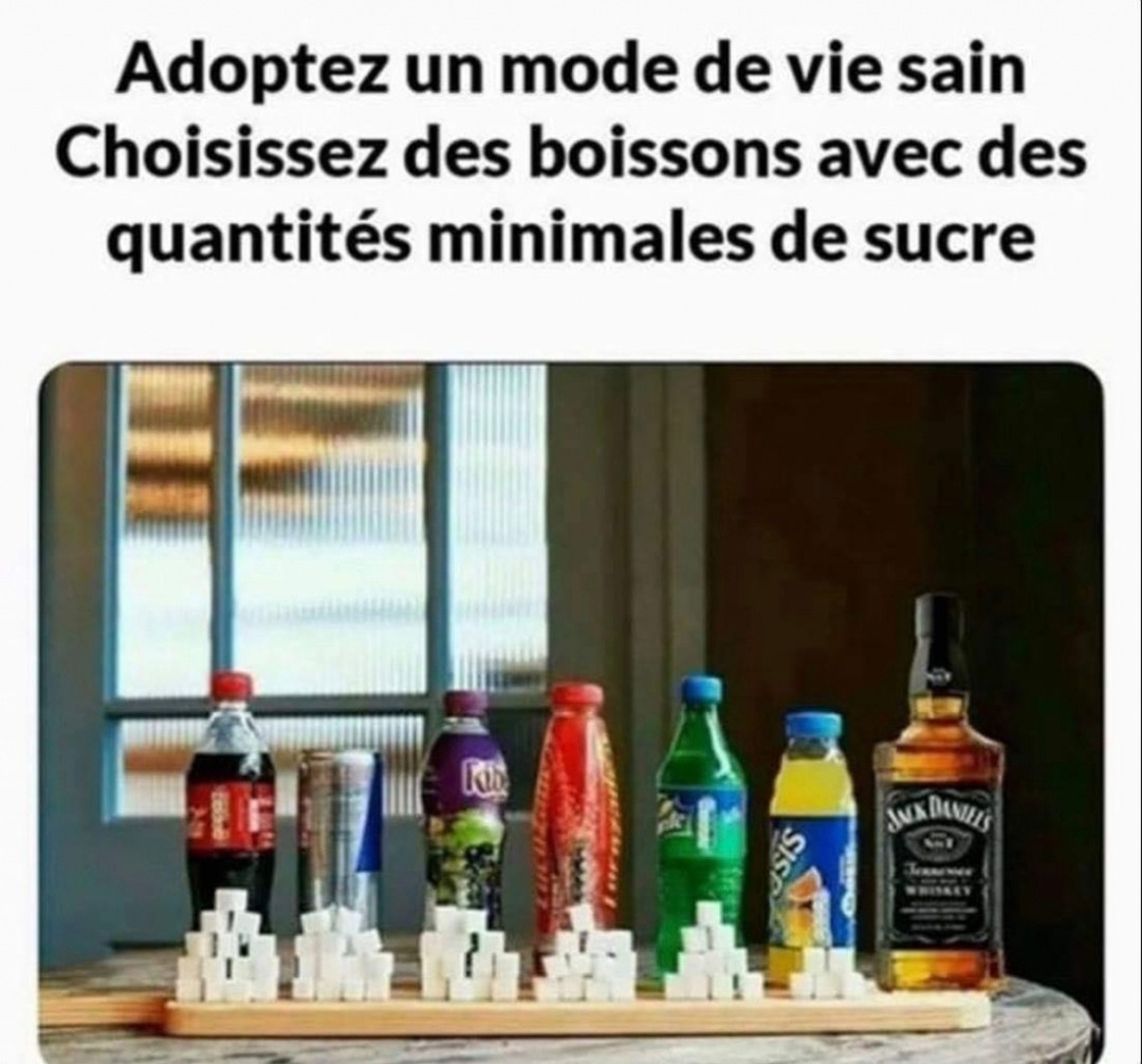 Adopte un mode de vie sain : commence par boire moins de sucre champion - meme