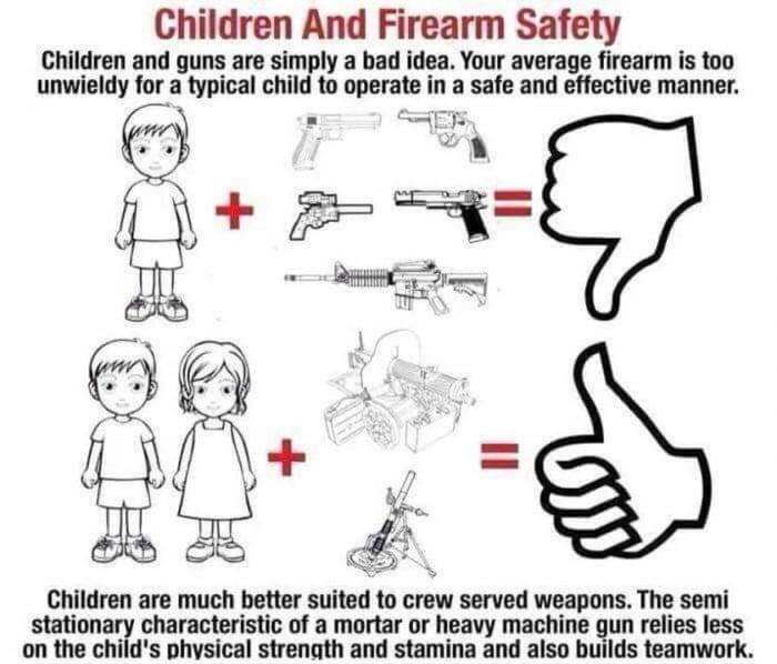Hand guns not good for children, but... - meme
