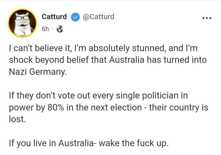 Cat Turd With A Message To Our Vegemite Eating Frens Down Undah.... "Wake The Fuck Up" I'd Say This Goes For Us As Well. MAGA Make Australia & America Great Again - meme