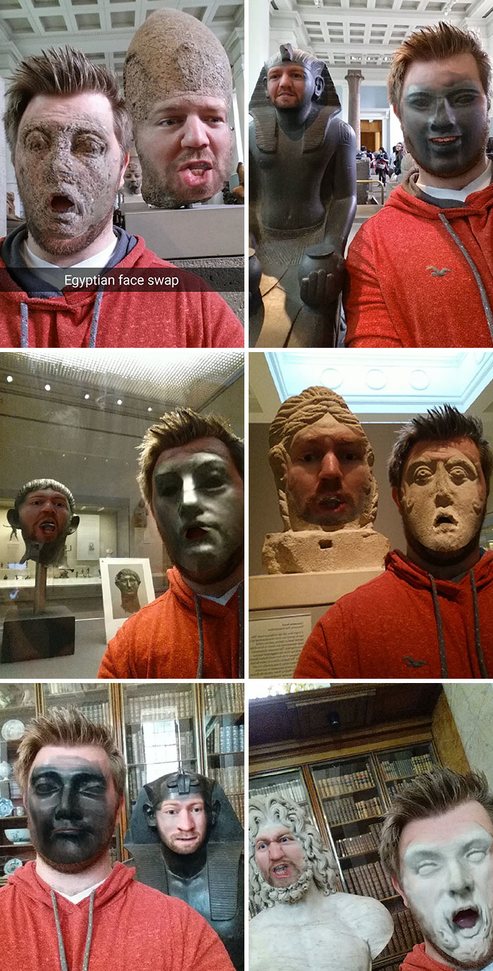Face swap fun with statues are horrifing - meme