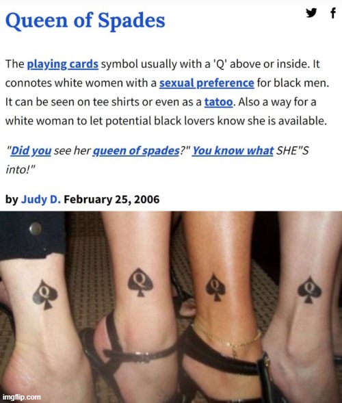 Queen of Spades tattoo meaning - meme