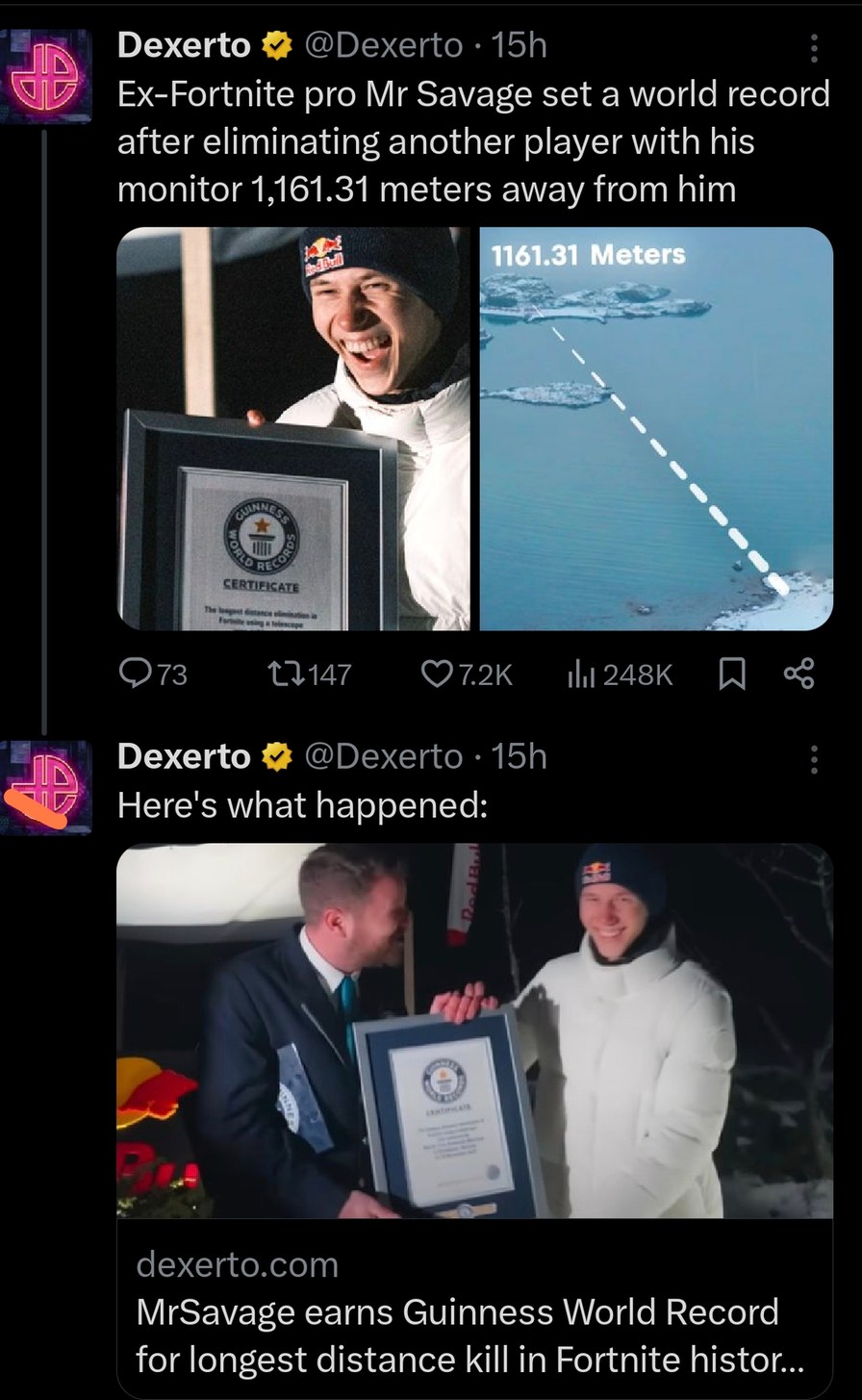 Mr Savage set a Fortnite record by sniping with a monitor - meme