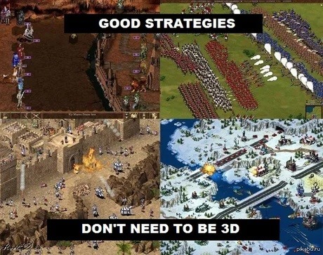 Good strategies don’t need 3D rendering - meme