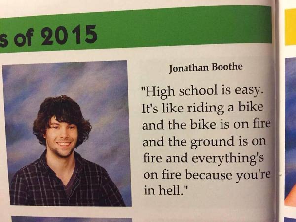 Yearbook Pictures - This guy is on fire! - meme