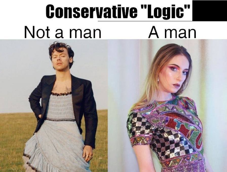 Hombre femenino= mujer. Mujer trans= hombre - meme