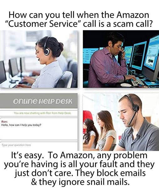 Scam Amazon Custoimer support phone Calls - meme