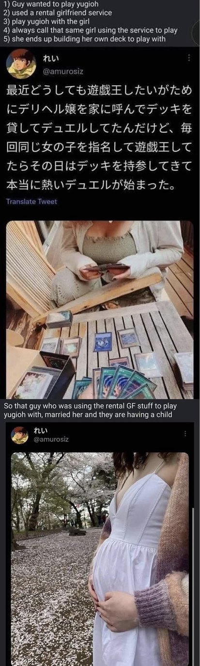 Dude rented a girlfriend to play Yu-Gi-Oh, married her, now they’re having a kid - meme
