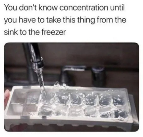 carrying this tray from sink to freezer is olympic level - meme