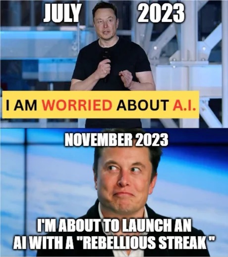 Elon Musk realeasing his AI Grok - meme