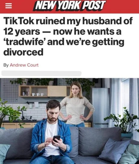 Tradwife news - meme
