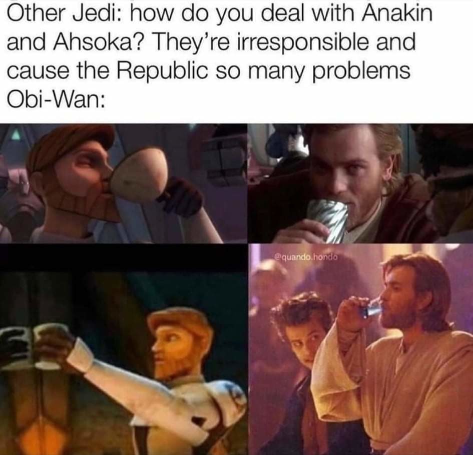 Obi-wan is just a smarter Mr Layhee with force powers - meme