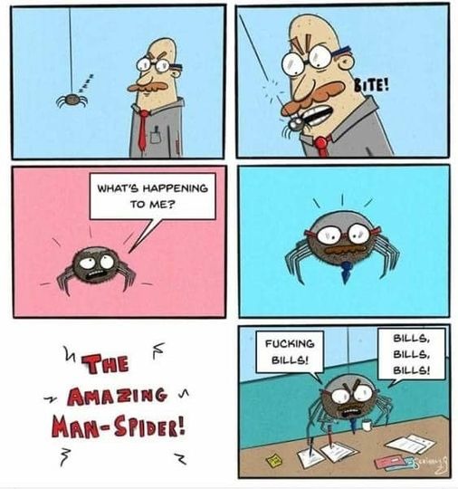 ele foi mordido por um trabalhado CLT vem ai o aranha homen - meme