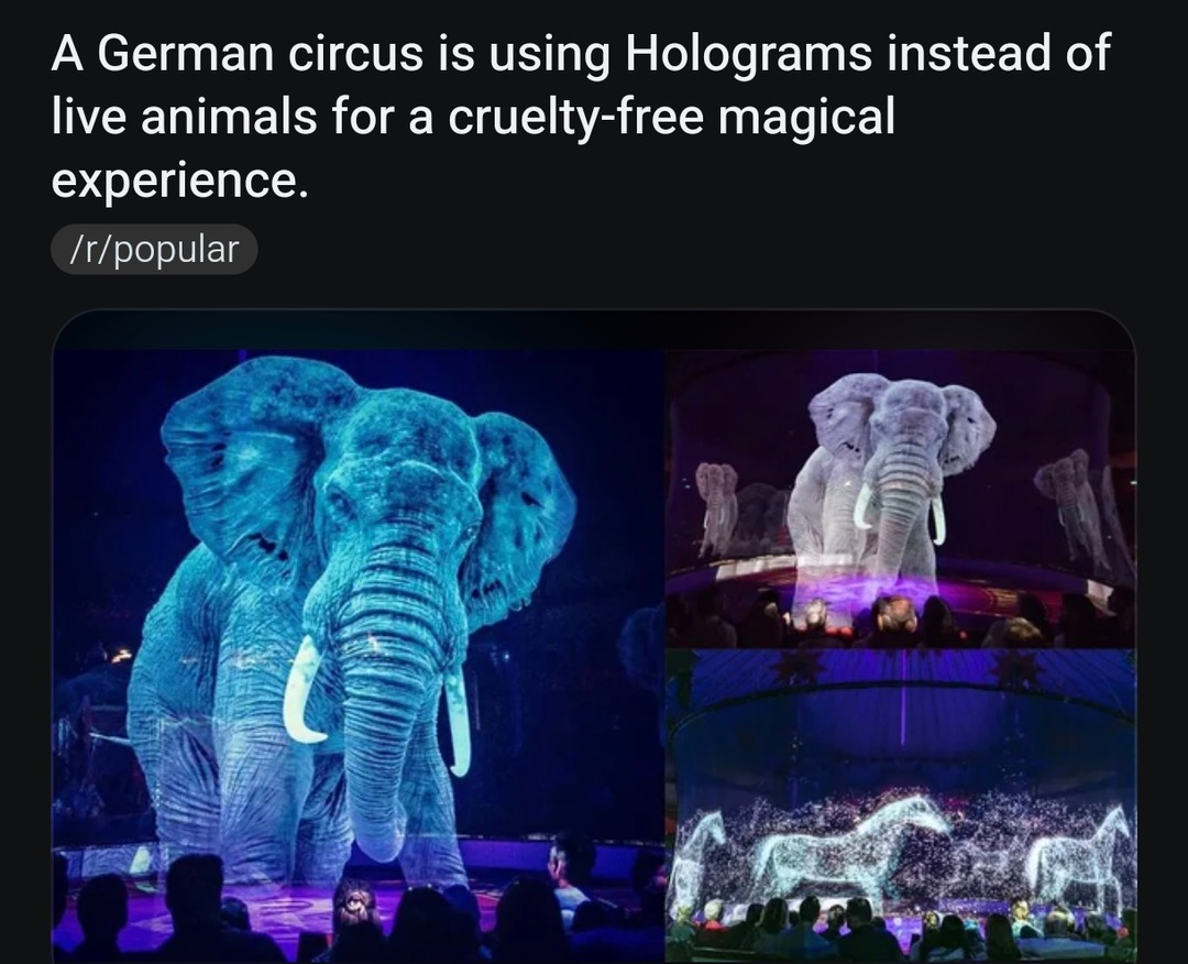 Circus said no animals? fine, holograms it is - meme