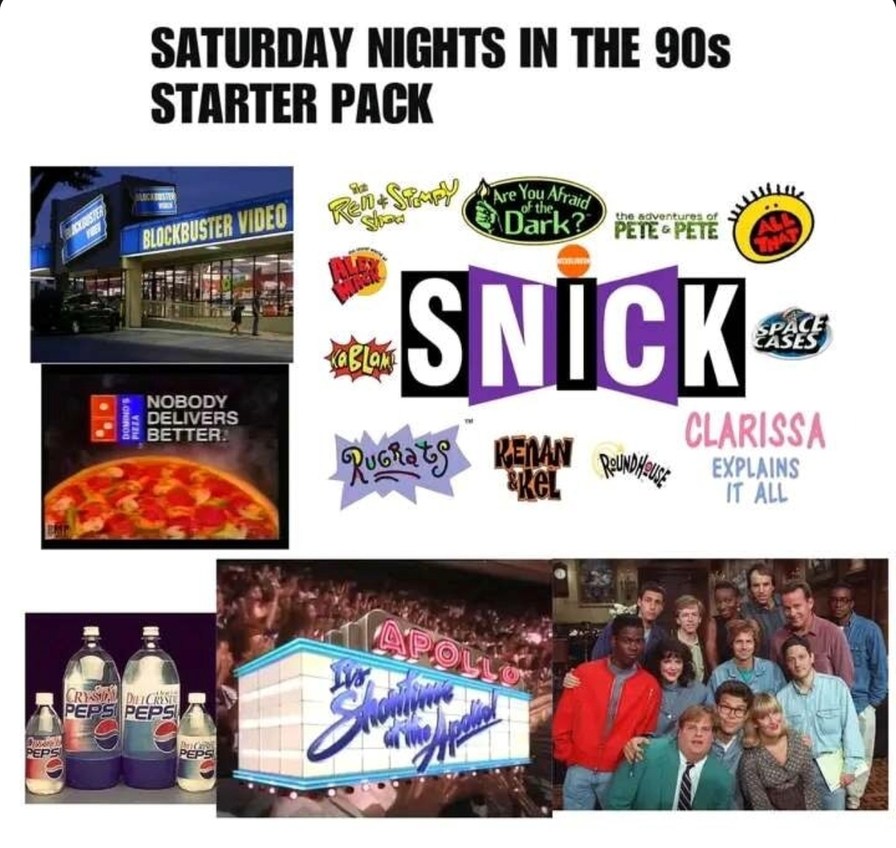 90s Saturday nights hit different, starter pack nostalgia - meme