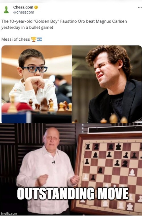 Golden boy of chess beat Magnus Carlsen - meme