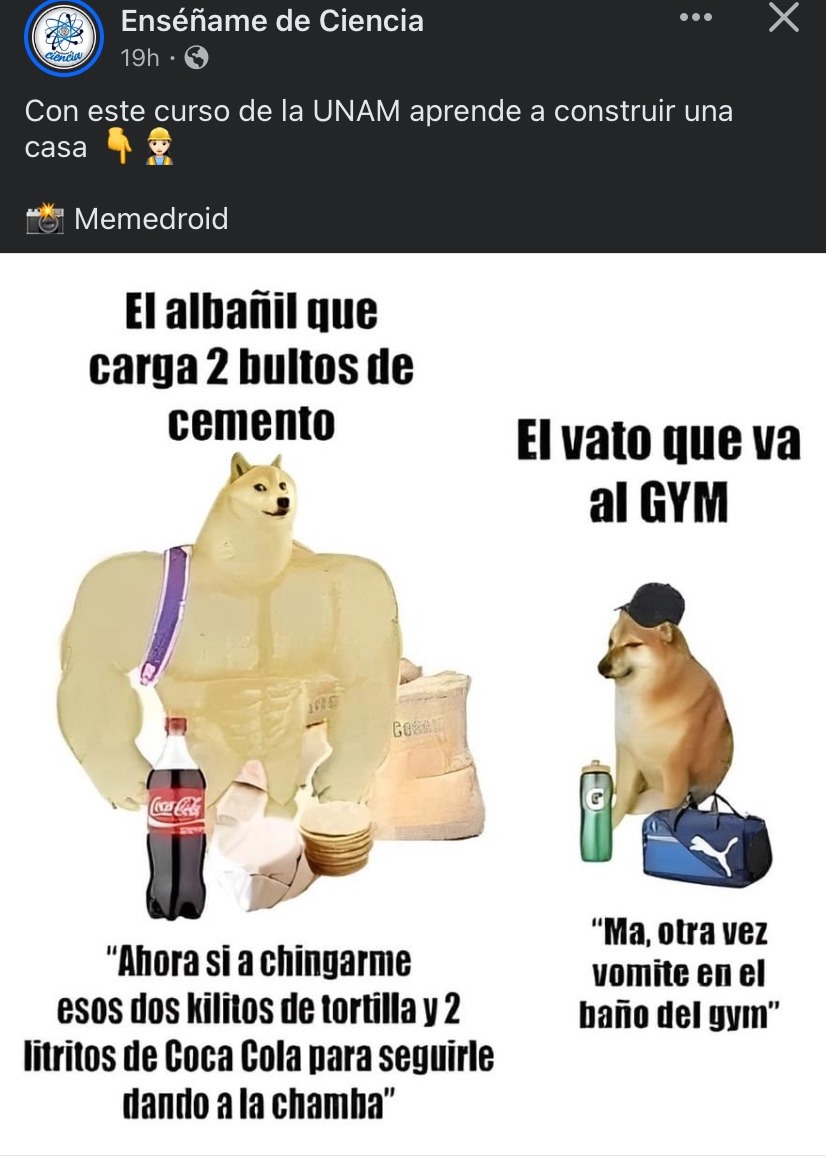 Memedroid sale en una página de ciencias haha